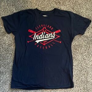MLB Cleveland Indians Navy Blue T-Shirt Unisex Large